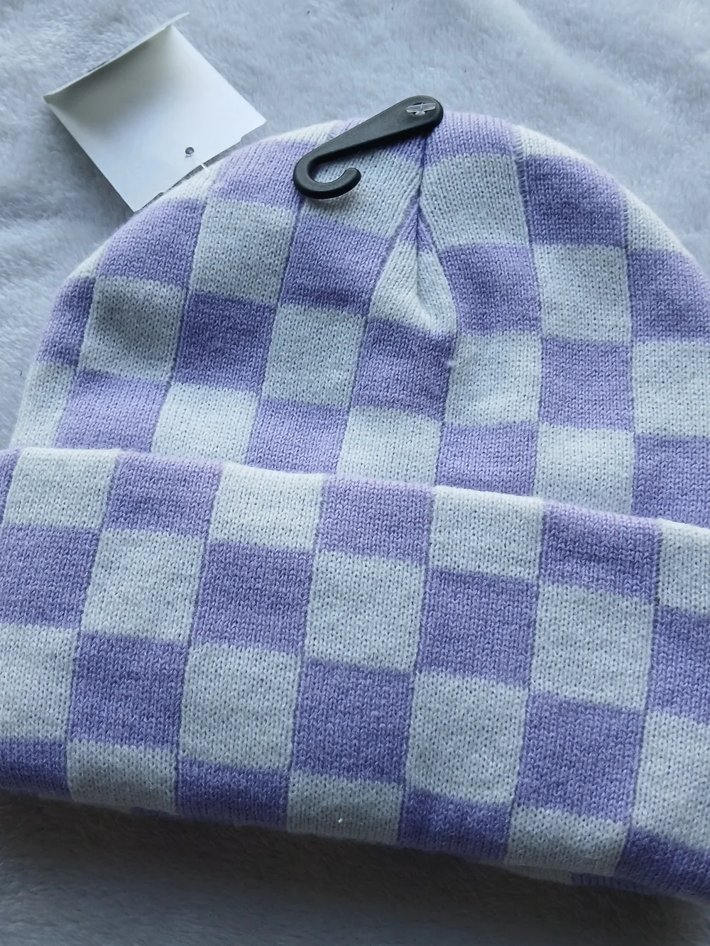 🎵 The Accessory Collective Toddler Kids Lavender Checker Knit Beanie Hat, NWT